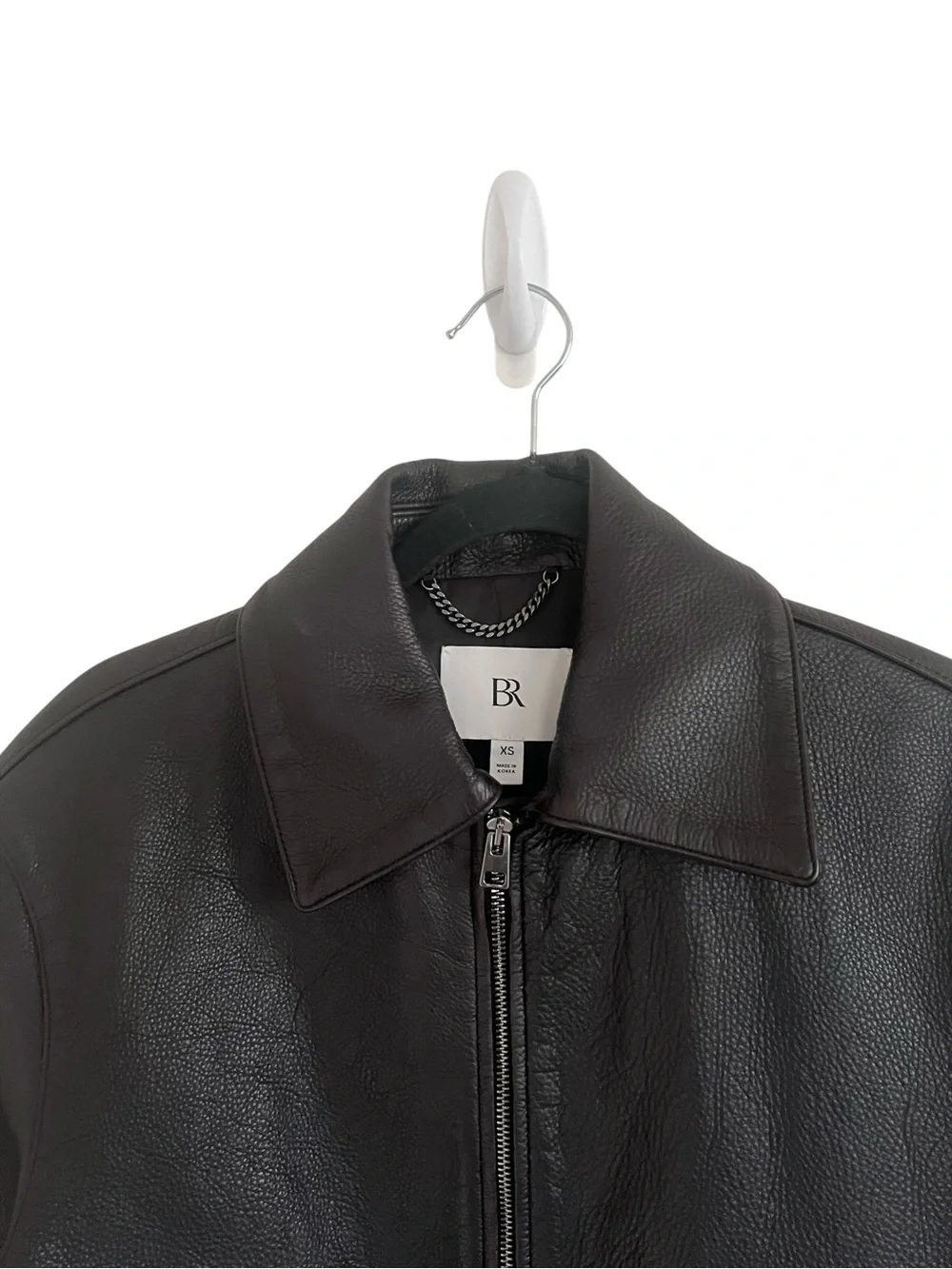 Banana Republic Black Distressed Oversized Leather Bomber Jacket XS
